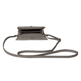 'MATILDA' Ice Grey Croc Designer Leather Organiser Flap Over Crossbody Bag