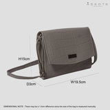 'MATILDA' Ice Grey Croc Designer Leather Organiser Flap Over Crossbody Bag