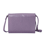 'MATILDA' Lilac Croc Designer Leather Organiser Flap Over Crossbody Bag