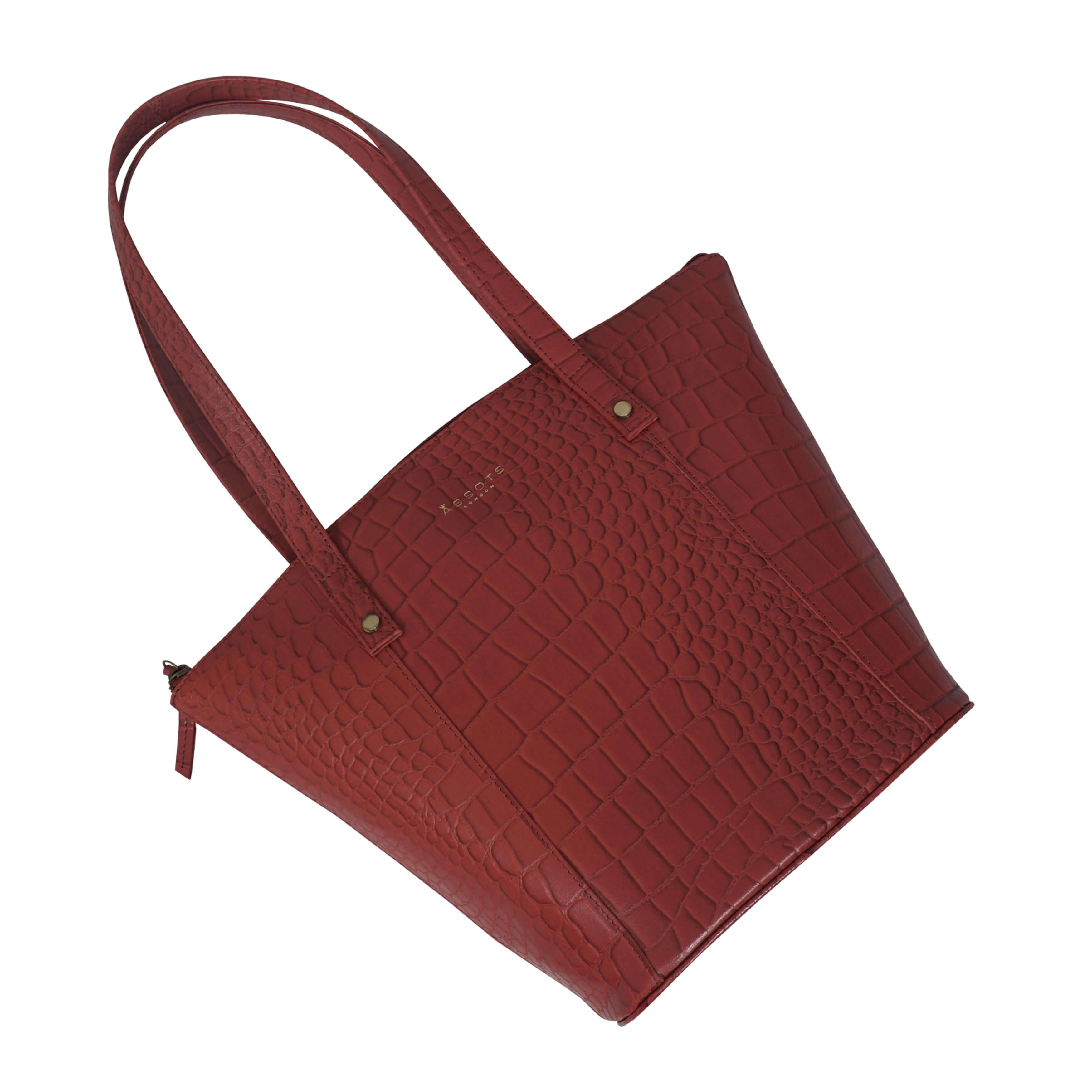 'MELANIE' Bright Red Croc Real Leather Unlined Bucket Bag