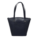 'MELANIE' Navy Croc Real Leather Unlined Bucket Bag