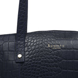 'MELANIE' Navy Croc Real Leather Unlined Bucket Bag