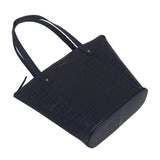 'MELANIE' Navy Croc Real Leather Unlined Bucket Bag