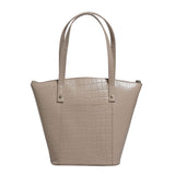 'MELANIE' Nude Croc Real Leather Unlined Bucket Bag