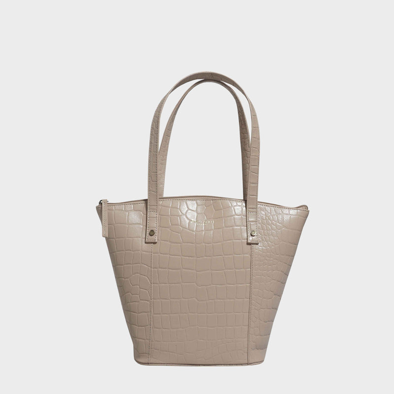 'MELANIE' Nude Croc Real Leather Unlined Bucket Bag