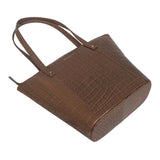 'MELANIE' Tan Croc Real Leather Unlined Bucket Bag