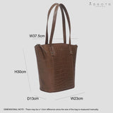 'MELANIE' Tan Croc Real Leather Unlined Bucket Bag