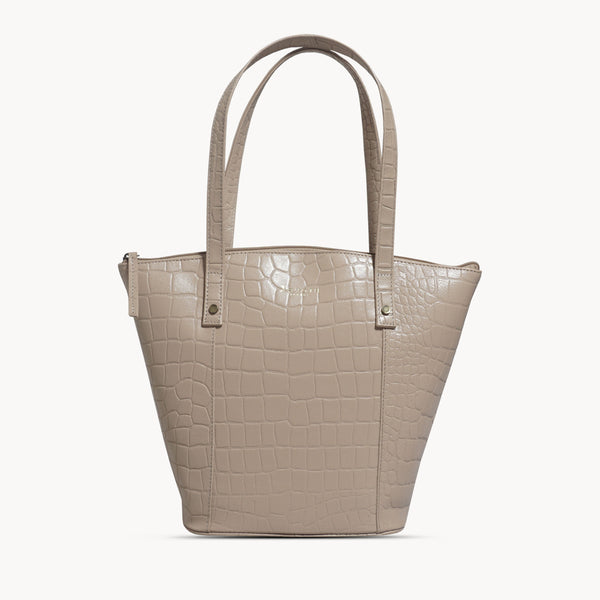 'MELANIE' Nude Croc Real Leather Unlined Bucket Bag