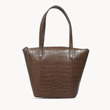 'MELANIE' Tan Croc Real Leather Unlined Bucket Bag