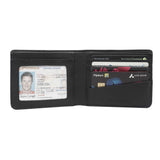 'MIKE' Black Full Grain Real Leather Compact Design Bifold Wallet