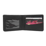 'MIKE' Black Full Grain Real Leather Compact Design Bifold Wallet