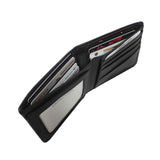 'MIKE' Black Full Grain Real Leather Compact Design Bifold Wallet