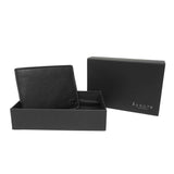 'MIKE' Black Full Grain Real Leather Compact Design Bifold Wallet