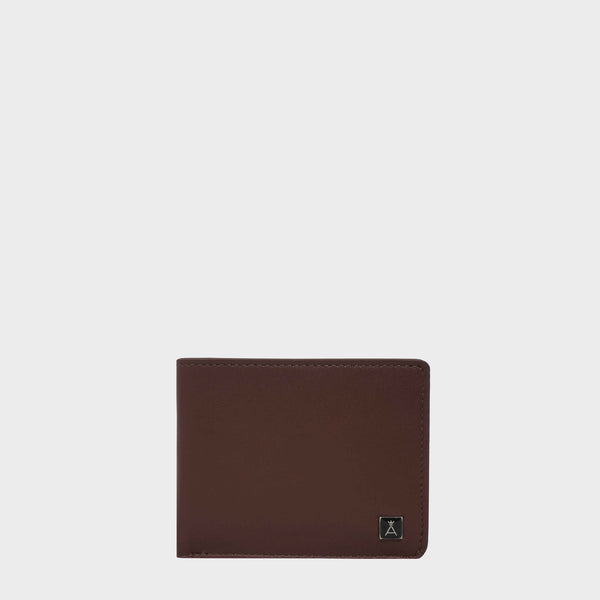 'MIKE' Brown Full Grain Real Leather Compact Design Bifold Wallet