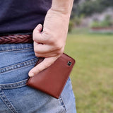 'MIKE' Brown Full Grain Real Leather Compact Design Bifold Wallet