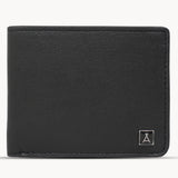 'MIKE' Black Full Grain Real Leather Compact Design Bifold Wallet