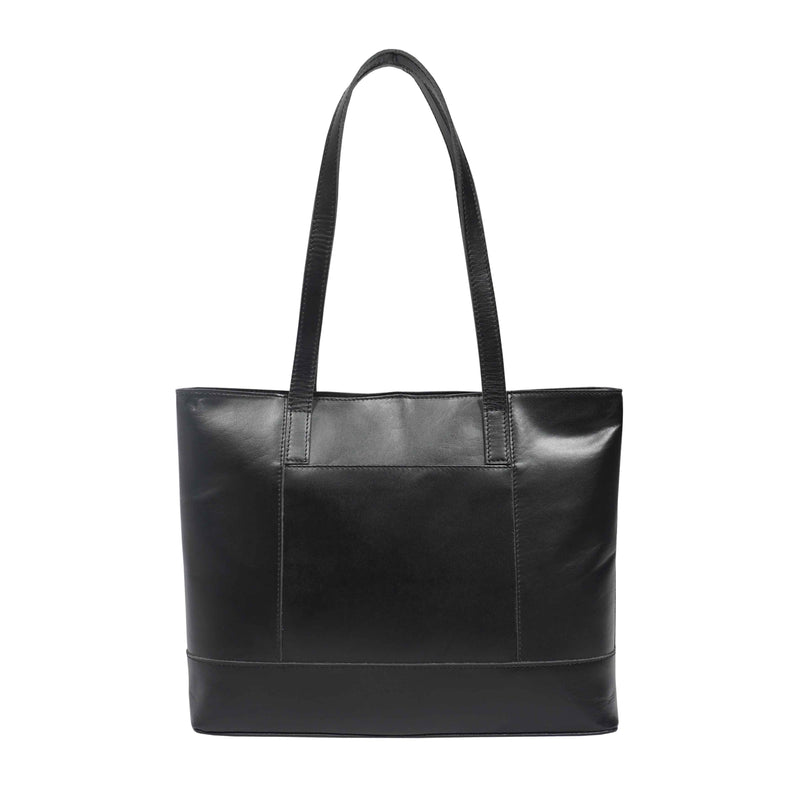 'MILLIE' Black Polished VT Real Leather Designer Tote Work Bag