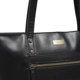 'MILLIE' Black Polished VT Real Leather Designer Tote Work Bag