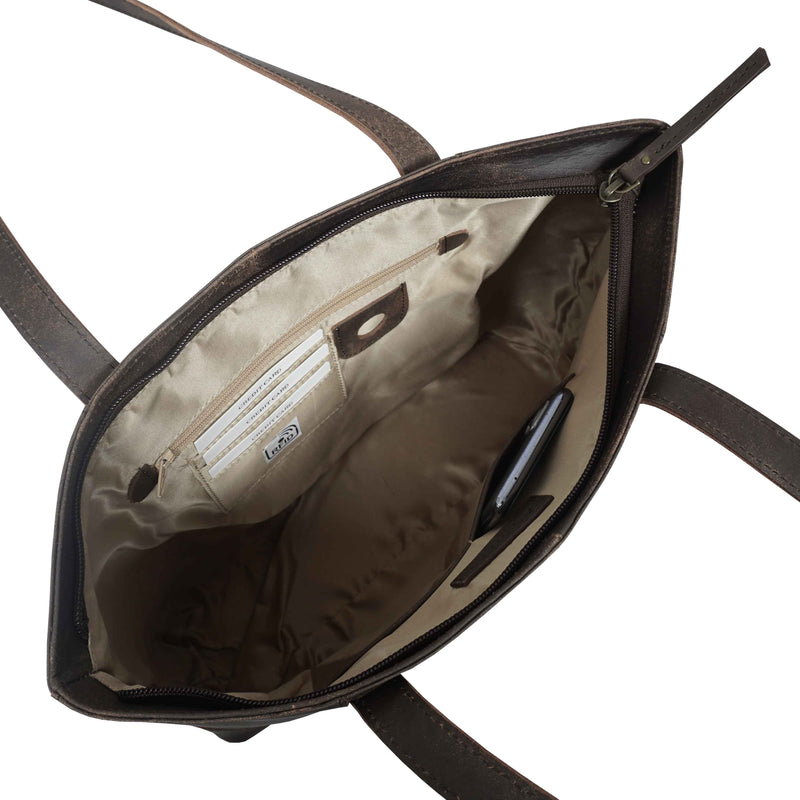 'MILLIE' Brown Crazy Horse Distressed Real Leather Designer Tote Work Bag