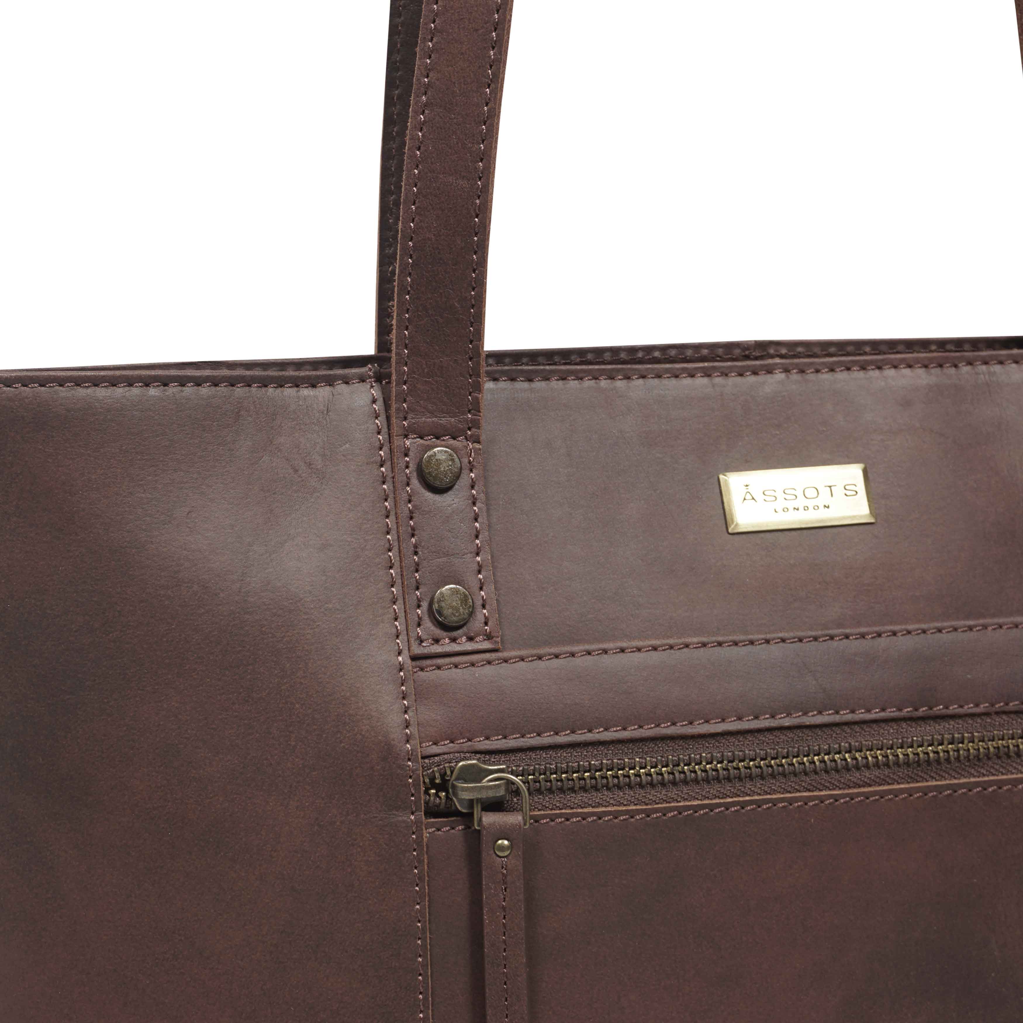 'MILLIE' Brown Oily Chestnut Real Leather Designer Tote Work Bag