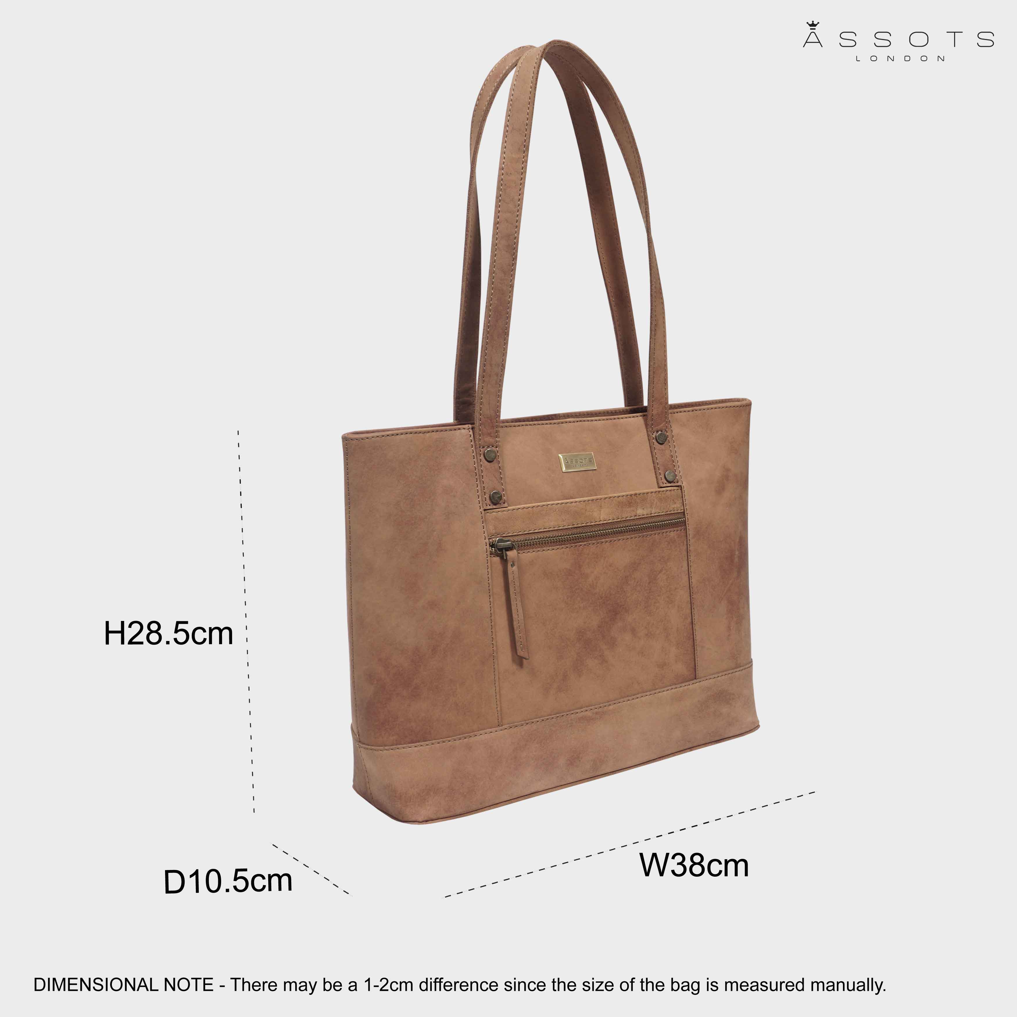 'MILLIE' Tan Walnut Real Leather Designer Tote Work Bag