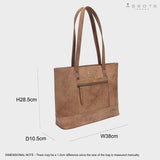 'MILLIE' Tan Walnut Real Leather Designer Tote Work Bag