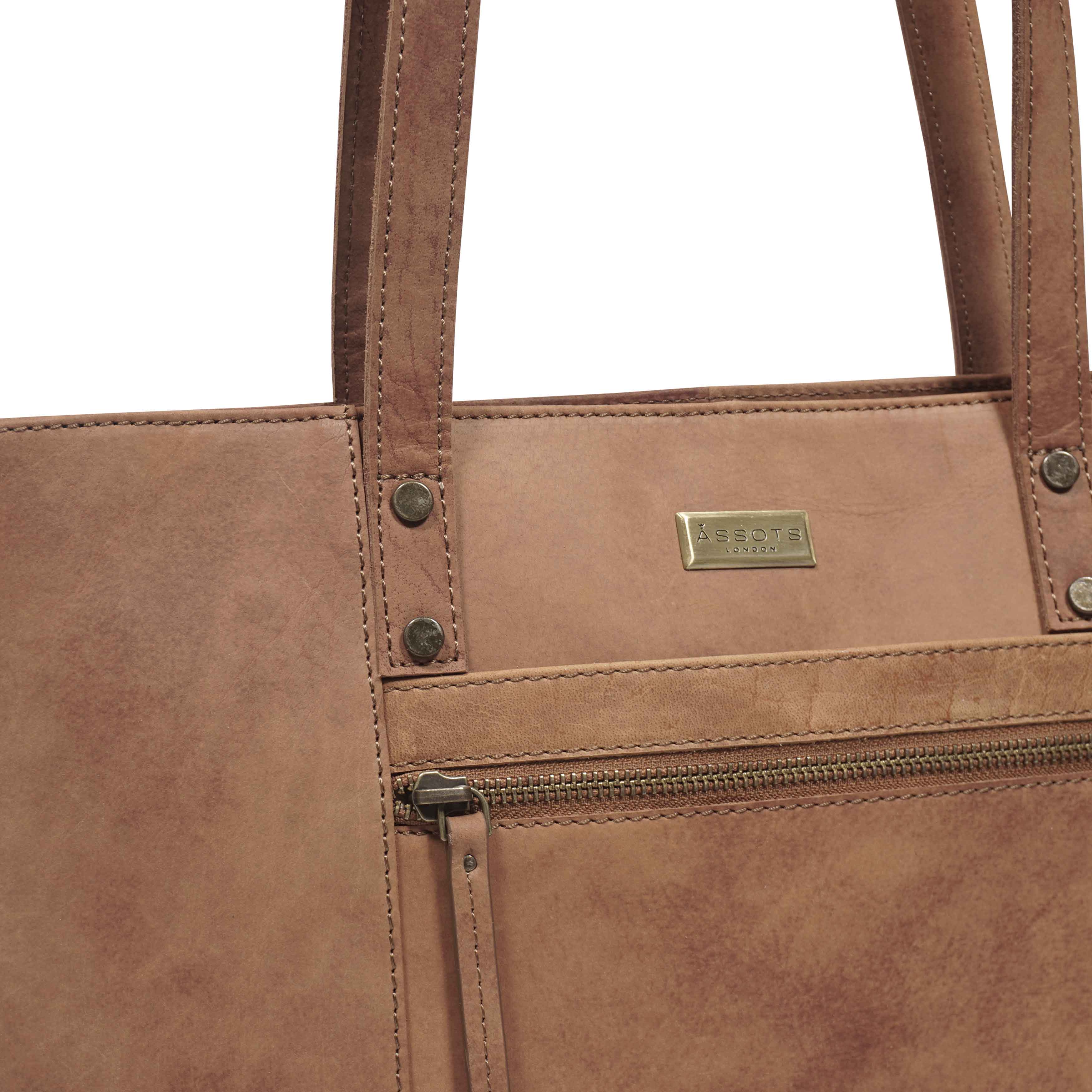 'MILLIE' Tan Walnut Real Leather Designer Tote Work Bag