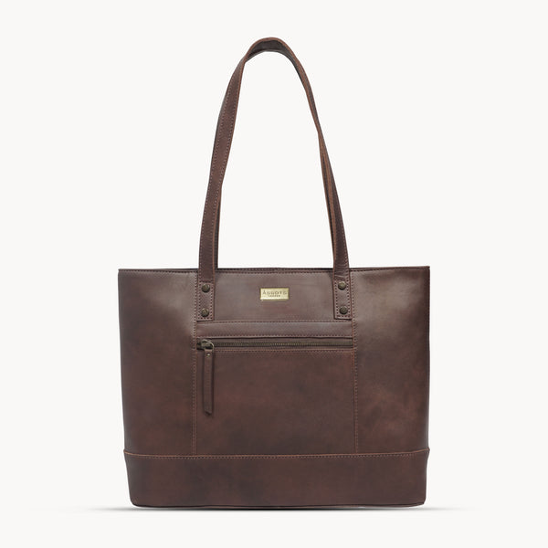 'MILLIE' Brown Oily Chestnut Real Leather Designer Tote Work Bag