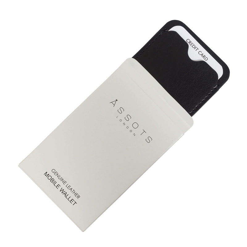 Black VT Real Leather Mobile Card Case Safe Wallet