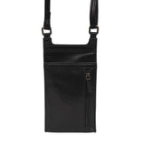 'MYLA' Black Real Leather Mobile Phone Crossbody Bag