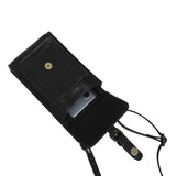 'MYLA' Black Real Leather Mobile Phone Crossbody Bag