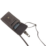 'MYLA' Grey Distressed Real Leather Mobile Phone Crossbody Bag