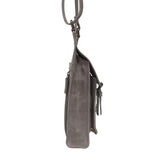 'MYLA' Grey Distressed Real Leather Mobile Phone Crossbody Bag