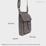 'MYLA' Grey Distressed Real Leather Mobile Phone Crossbody Bag