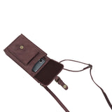 'MYLA' Plum Distressed Real Leather Mobile Phone Crossbody Bag