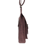 'MYLA' Plum Distressed Real Leather Mobile Phone Crossbody Bag