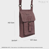 'MYLA' Plum Distressed Real Leather Mobile Phone Crossbody Bag