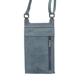 'MYLA' Denim Distressed Real Leather Mobile Phone Crossbody Bag