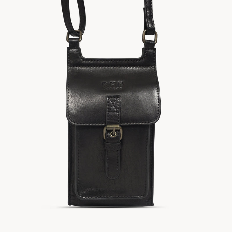 Black VT Real Leather Mobile Phone Crossbody Bag Myla – Assots