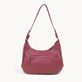 'NATASHA' Carmine Pink Pebble Grain Real Leather Shoulder Bag