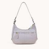 'NATASHA' Ice Grey Pebble Grain Real Leather Shoulder Bag