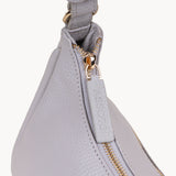 'NATASHA' Ice Grey Pebble Grain Real Leather Shoulder Bag