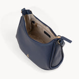 'NATASHA' Navy Pebble Grain Real Leather Shoulder Bag