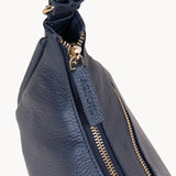 'NATASHA' Navy Pebble Grain Real Leather Shoulder Bag