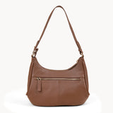 'NATASHA' Tan Pebble Grain Real Leather Shoulder Bag