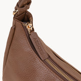 'NATASHA' Tan Pebble Grain Real Leather Shoulder Bag