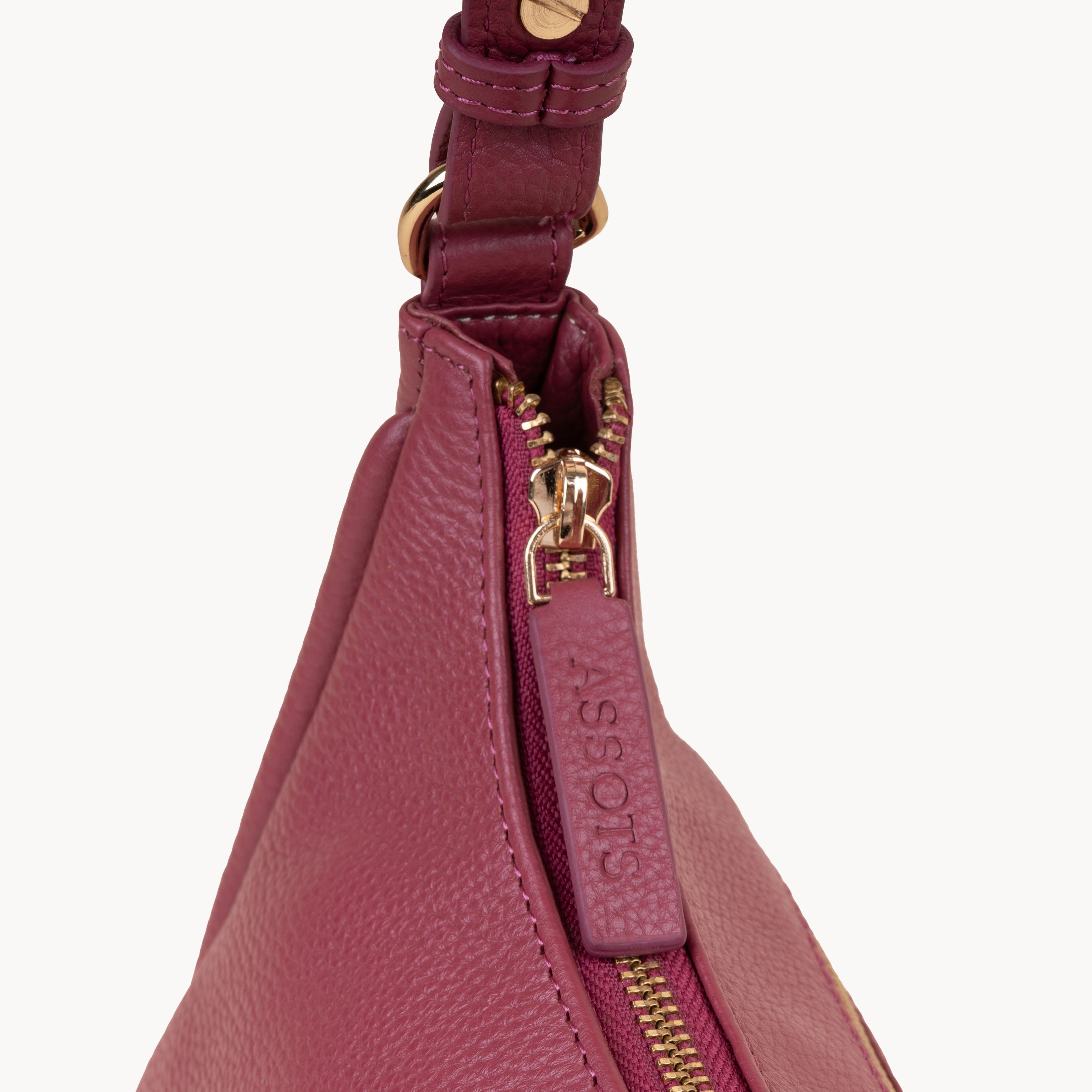 'NATASHA' Carmine Pink Pebble Grain Real Shoulder Bag
