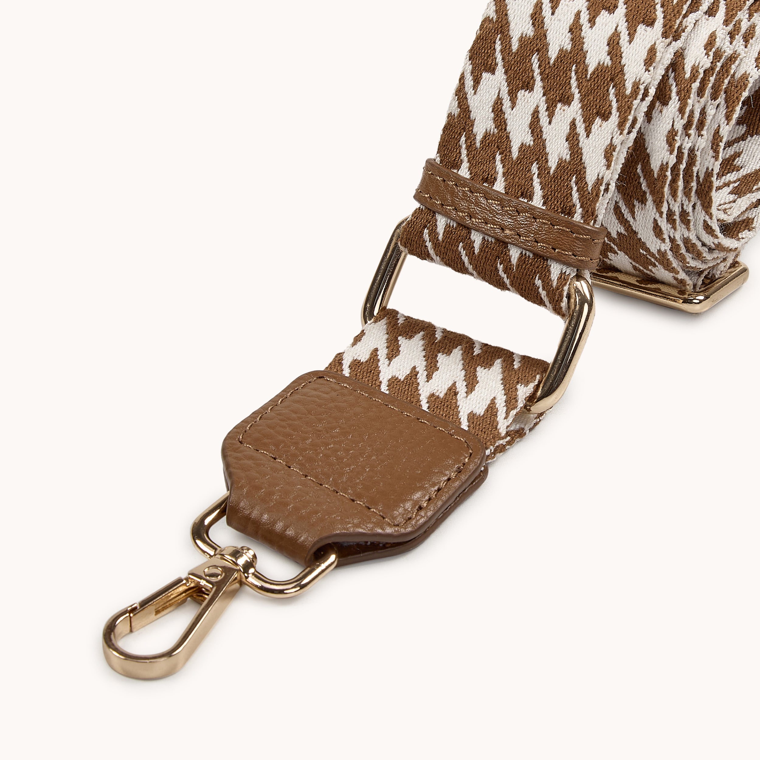 'HOUNDSTOOTH' Tan Crossbody Strap
