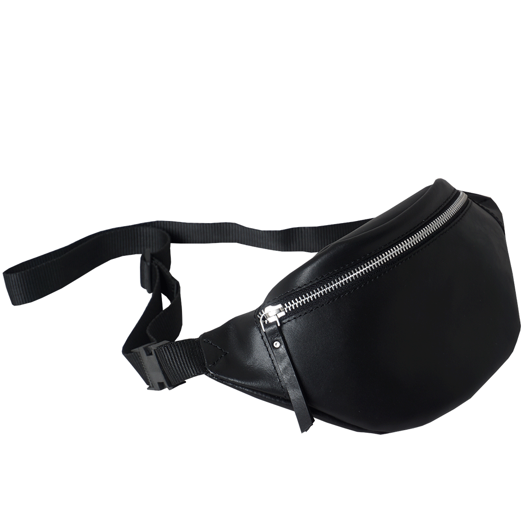 'Noah' Black Leather Bum Belt Bag