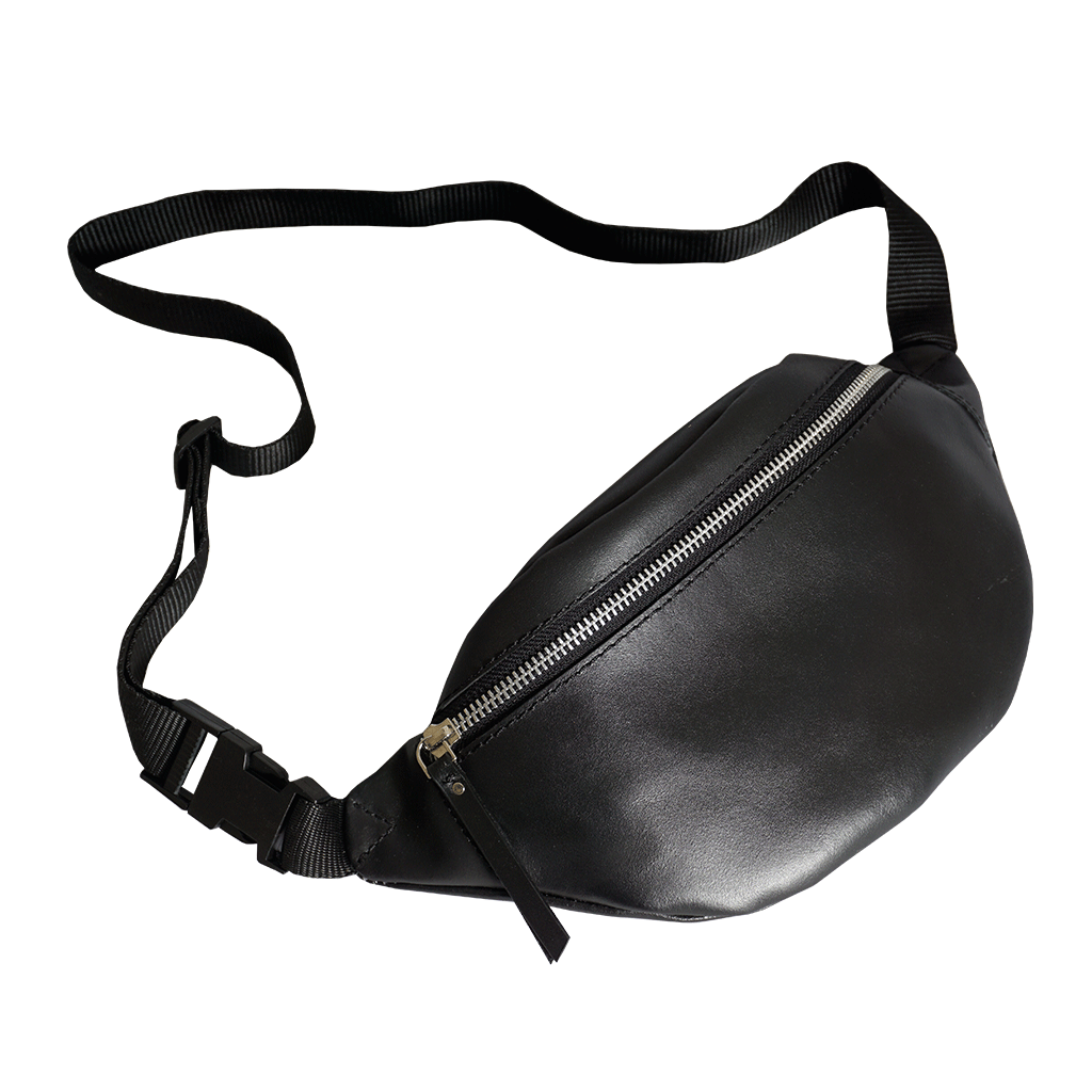 'Noah' Black Leather Bum Belt Bag